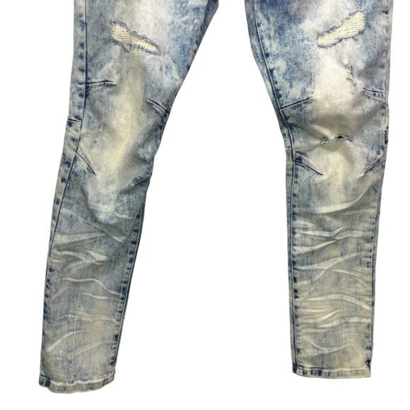 NEW Smoke Rise Mens Bleached Distressed Denim Jeans Slim Fit JP9233 Size 34/34 - Picture 5 of 13
